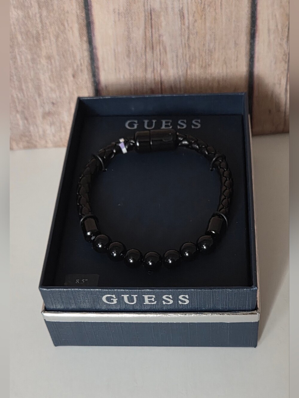 GUESS Black Beaded & Braided Bracelet NIB - Picture 7 of 8